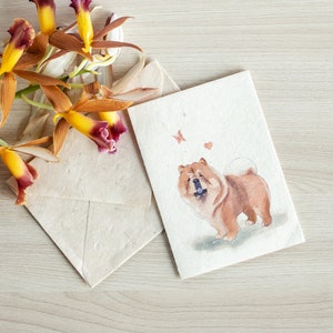 Kaneelchowchow-wenskaart A6-formaat, gedrukt op handgemaakt Nepalees lokta-papier, duurzaam papier, handgemaakt, wordt geleverd met een handgemaakte envelop