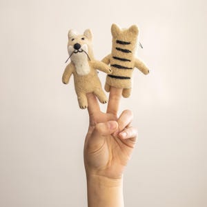 Gefilzte Fingerpuppe Tasmanischer Tiger, 100% Neuseeland Wolle, Nadelgefilzt, Fingerpuppe, Nadelgefilzt, Fingerpuppe, Handgemacht, Geschenke für Kinder