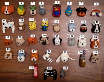 Gefilzte Schlüsselanhänger, Schlüsselring Geschenkideen, handgemachte Schlüsselanhänger Schlüsselanhänger, Sammlung von London, Haustiere & beliebte Figuren, 100% Wolle, Nadel gefilzt