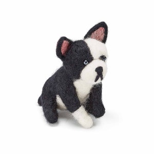 Felted French Bull Dog Figurine, 100% New Zealand Wool, Handmade, Eco-Friendly, Gift Ideas for Kids, Dog Table Decor, Collectable Dog Figure