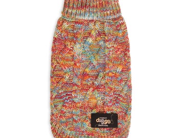 Dog Jumper 100% Mongolian Wool  - Orange Rainbow Hue, Everest Doggo Sweaters (Cable-Knit Pattern), Handmade, Dog Sweater, Jumper. No Acrylic
