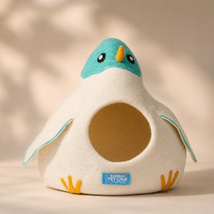 Duck Cat Bed: Handmade Felted New Zealand Wool Cat Cave