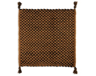 Handmade Brown Wool Rug: Felted New Zealand Wool, Home Decor (72cm X 75cm)