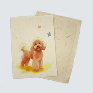Poedelwenskaart A6-formaat, gedrukt op handgemaakt Nepalees Lokta-papier, duurzaam papier, handgemaakt, wordt geleverd met een handgemaakte envelop