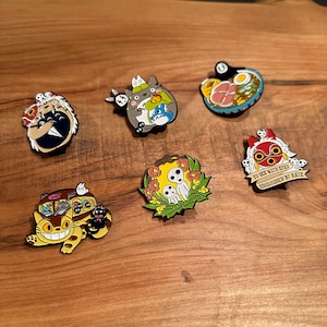 Studio Remix Enamel Pins || Totoro, Princess Mononoke, Spirited Away, Kiki’s Delivery Service, Ponyo, Howl’s Moving Castle
