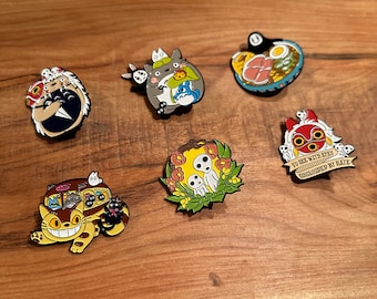 Studio Remix Enamel Pins || Totoro, Princess Mononoke, Spirited Away, Kiki’s Delivery Service, Ponyo, Howl’s Moving Castle