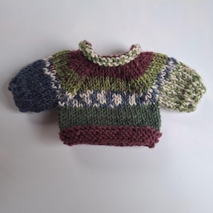 Mini sweater for teddy bear or doll, raglan sweater without seams, handmade, unique pieces