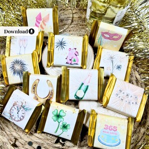 New Year's Eve Ritter Sport wrapper for self-printing (PDF download) - New Year's chocolate - table decoration - party favor 2026