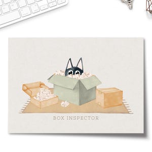 Carte postale Chat I A6 I Boîte Inspecteur I Chat Carte de vœux I Carte postale drôle I Carte
