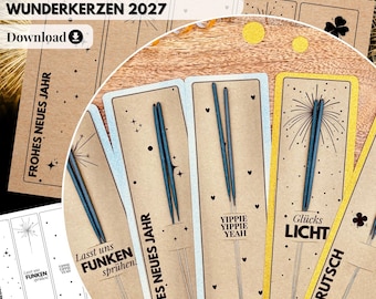 Sparklers 2027 PDF Template 16 cm Download - Digital Print Template - New Year's Eve Party Favor Print Yourself