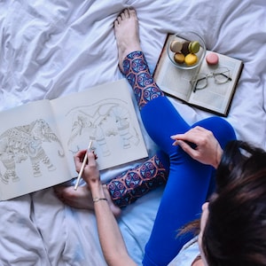 Organic Cotton Design Leggings with Ankle Print, for Yoga, Pilates & Loungewear | Unique Design | Bestseller