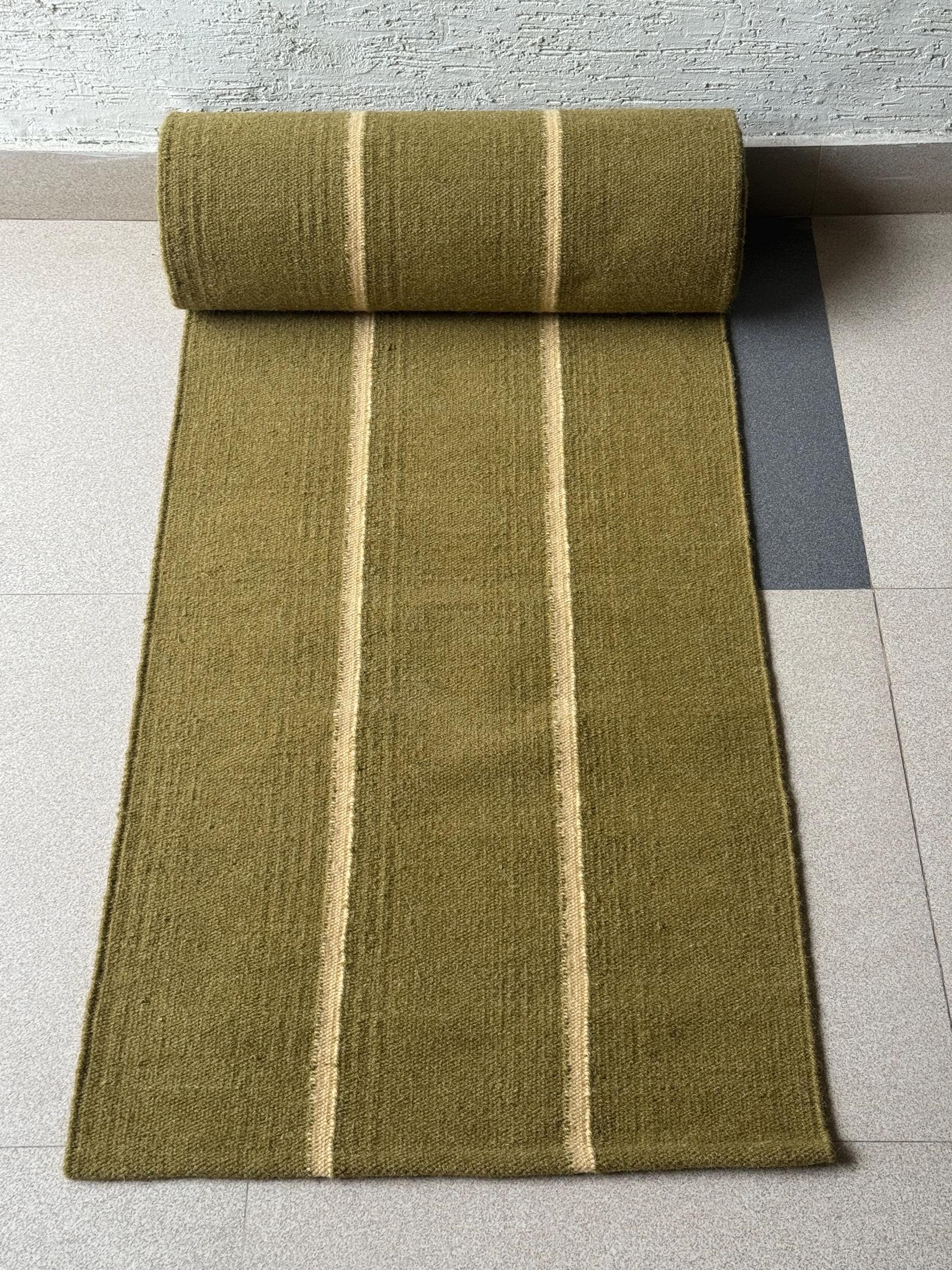 Earthy Fun Runner Rug Wool Stairs Runner Rug | Earthy Green Runner Rug, Handwoven Rug for ...