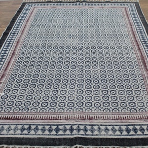 4x6 Feet Indian Handmade Cotton Rug, Navajo Kilim Rug, Flatweave Cotton Rug, Living Room / Bedroom/ Kitchen / Garden / Office Rug.