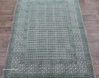 8x10 Ft and other sizes Handmade Indian Green and White Cotton Area Rug, Living Room/ Bedroom etc available sizes 8x10 Feet Up to 8x25 Feet.