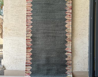 Stairs Wool Runner - Multi Sizes Kilim Runner for Staircase | Bedside | Entryway | Kitchen | Flatweave Modern Decor Runner - Bordered Runner