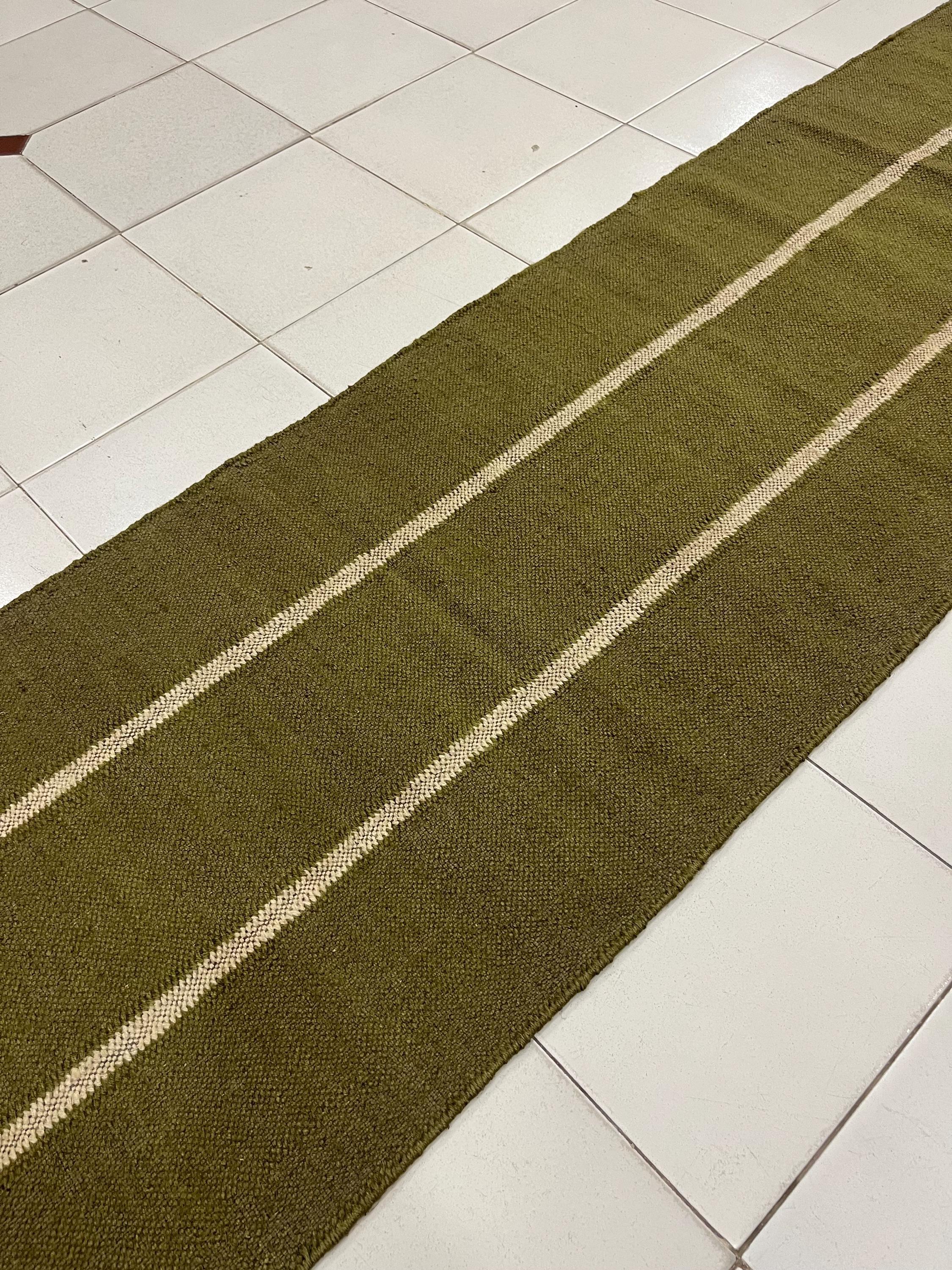 Earthy Green Rug Runner Earthy Tone Olive Green Staircase Runner Rug - Handwoven Jute Kilim ...