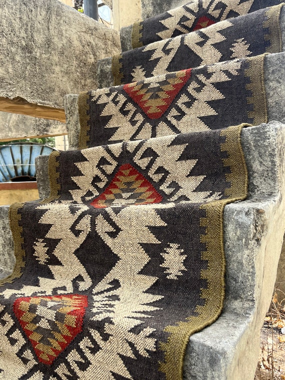 Multi Sizes Runner rug for stairs, Handwoven Geometric Indian Rug, Kilim Runner Rug for Entryway | Hallway | kitchen | Bedside