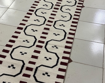 Wool Runner rug for Stairs | Handwoven Runner rug For Bedside | Corridor | Hallway | Entryway | Navajo Runner Rug | Staircase & Floor Decor