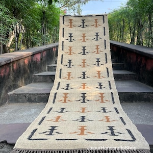 Stair Runner - Vintage Stair Kilım Runner Rug Handmade Large Rug Wool Jute Hallway Rug Bohemian Handwoven Boho Outdoor Stair Runner