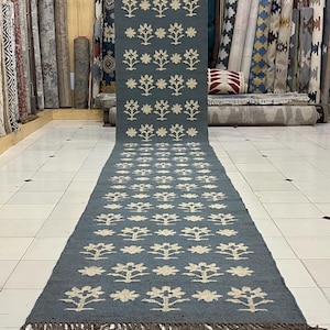 Kelimlopertapijt voor trappen – handgeweven modern lopertapijt, ideaal voor hal, hal, keuken of nachtkastje. Luxedecor, kerstuitverkoop