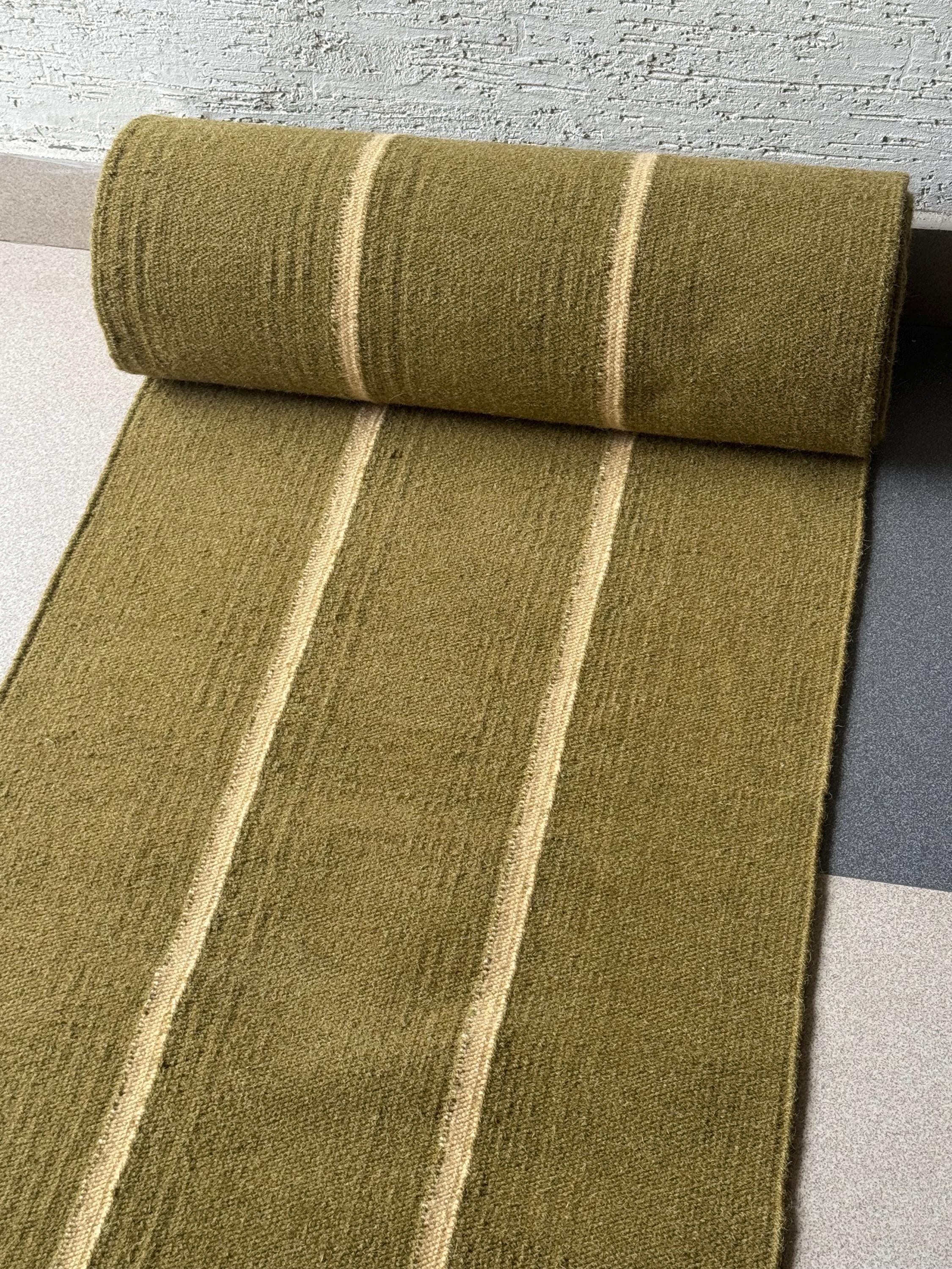 Earthy Fun Runner Rug Wool Stairs Runner Rug | Earthy Green Runner Rug, Handwoven Rug for ...