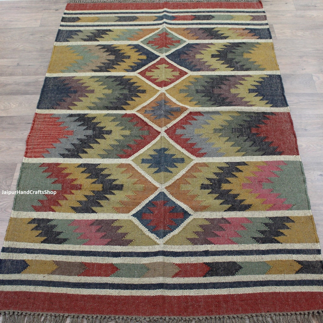 9x12 9x13 9x15 Handmade Wool Jute Rug Navajo Kilim Rug Etsy