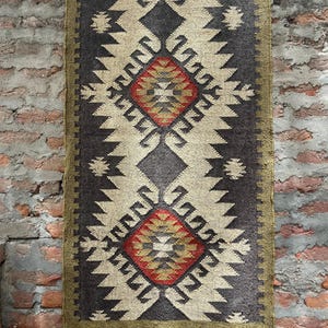 Multi Sizes Runner rug for stairs, Handwoven Geometric Indian Rug, Kilim Runner Rug for Entryway | Hallway | kitchen | Bedside image 8