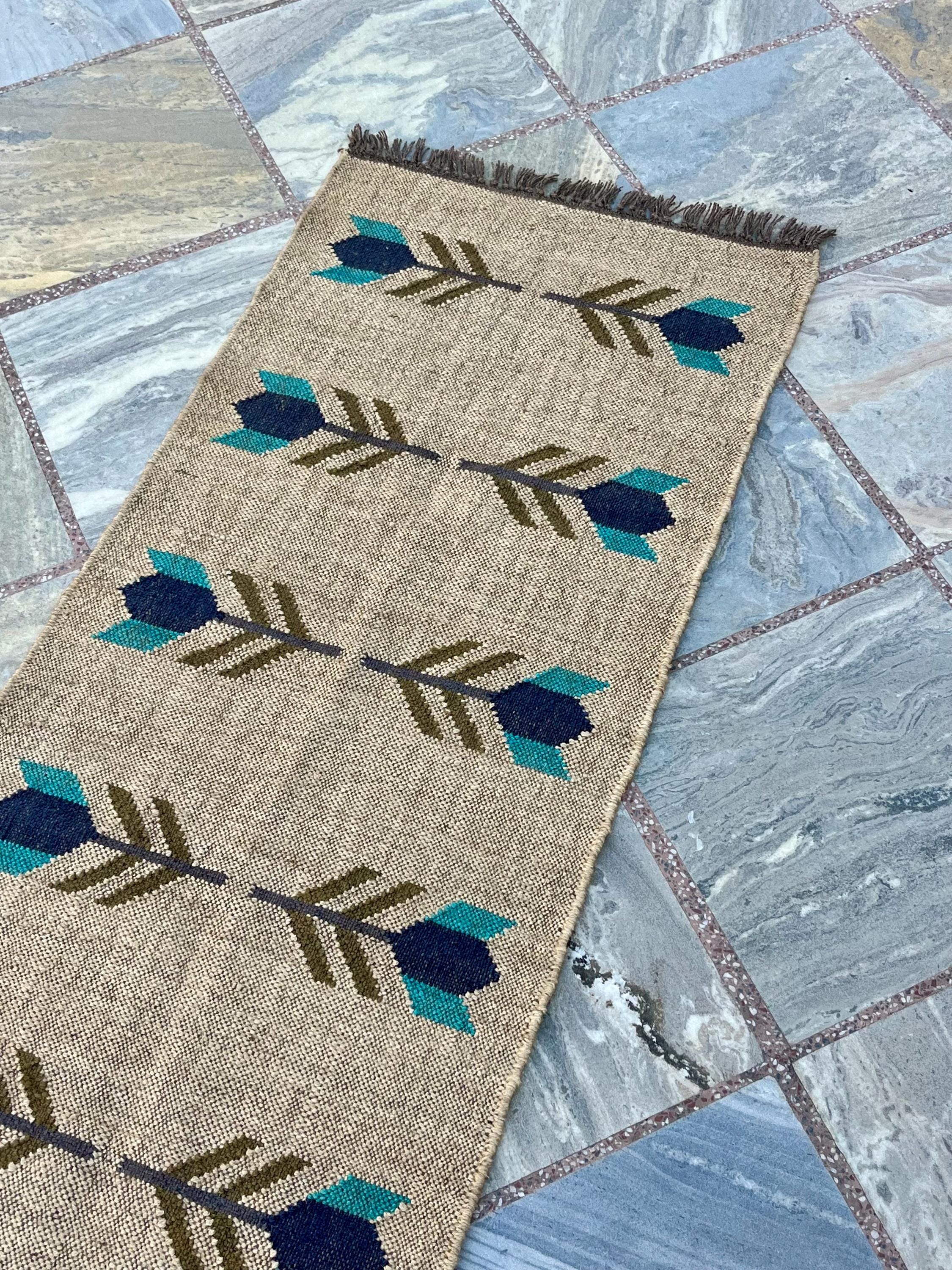 Jute Runner Rug for Stairs, Handwoven Runner Rug, Kilim Runner Rug Entryway | Hallway | kitchen, Bedside Runner Rug, Tribal Pattern, Turkish