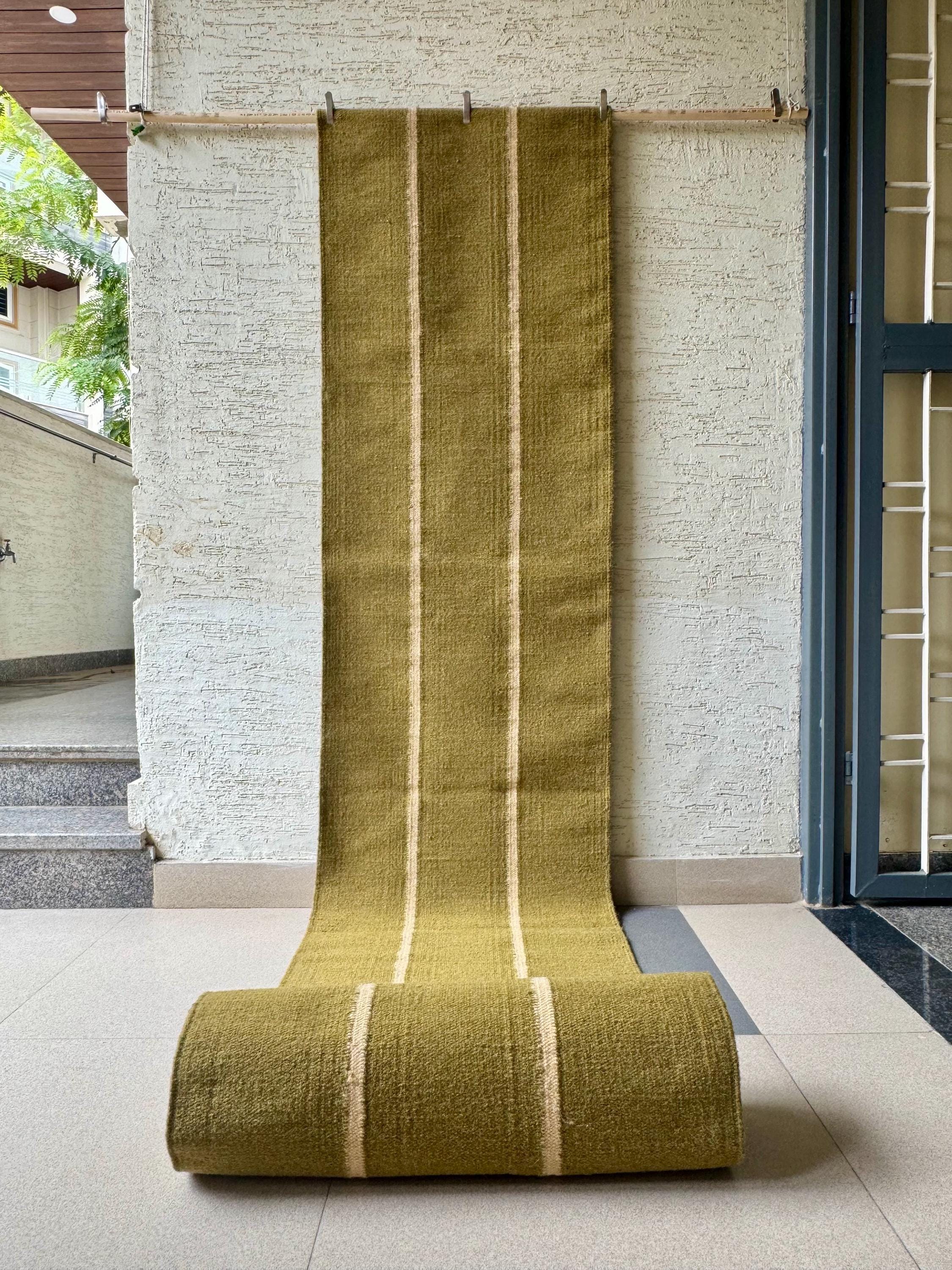 Earthy Fun Runner Rug Wool Stairs Runner Rug | Earthy Green Runner Rug, Handwoven Rug for ...