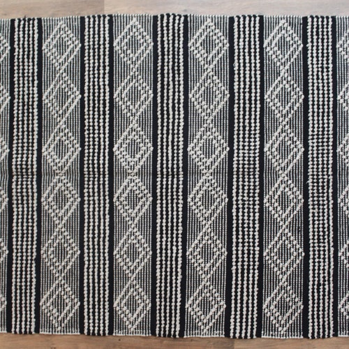 8x8 Ft Handwoven Square Gray & Black Modern Cotton morracon inspired Rug for Dining Room/ Living room/ Garden shops Etc. 4X4 Ft up to 12X12 Ft.