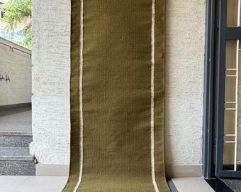 Wool Stairs Runner Rug | Earthy Green Runner Rug, Handwoven Rug for Bedside, Entryway, Kitchen, Modern Decor, Custom Sizes Rug, Eco Friendly