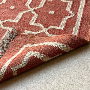 Wollen jute loper voor trappen, handgeweven loper, kelimloper vloerkleed entree | Gang | keuken, nachtkastje loper, stammenpatroon afbeelding 6