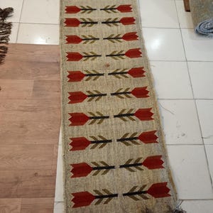 Wool Jute Runner Rug for Stairs, Handwoven Runner Rug, Kilim Runner Rug Entryway | Hallway | kitchen, Bedside Runner Rug, Tribal Pattern image 2