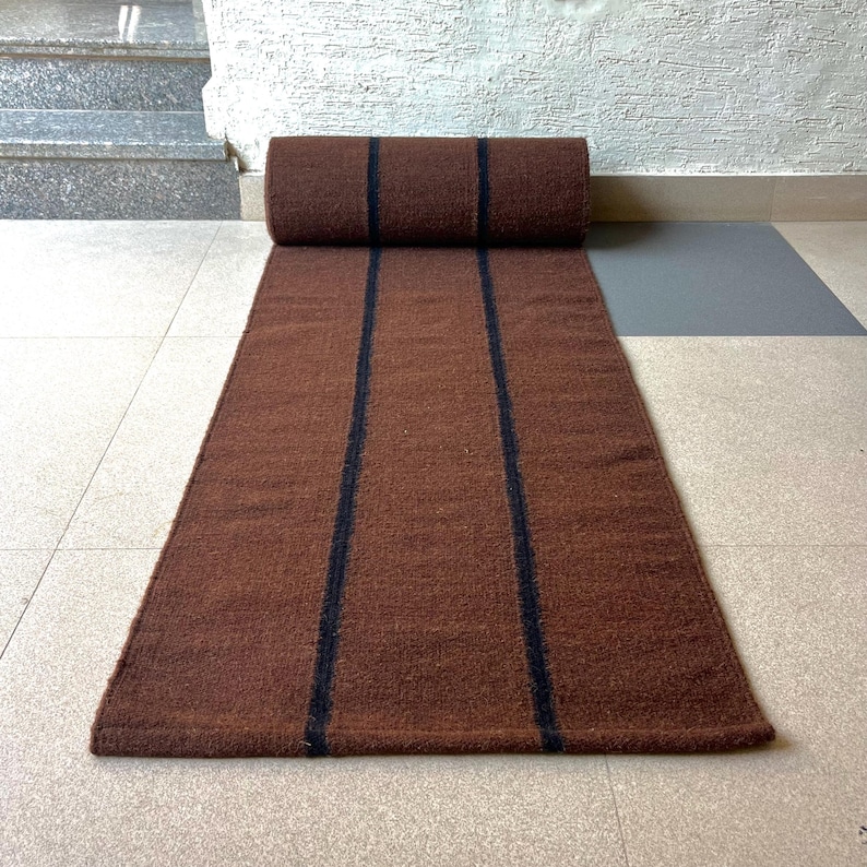 Custom Size Wool Runner | Hallway Wool Runner | Minimalist Wool Runner | Contemporary Wool Kilim | Elegant Wool Runner