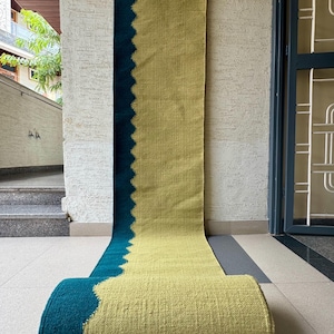 Alfombra de lana para escaleras / Kilim tejida a mano / Tonos tierra / Decoración moderna y minimalista / Tamaños personalizados / Entrada, cocina, mesita de noche