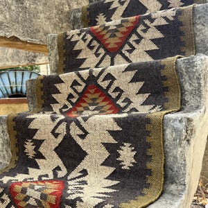 Multi Sizes Runner rug for stairs, Handwoven Geometric Indian Rug, Kilim Runner Rug for Entryway | Hallway | kitchen | Bedside image 1