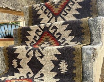 Multi Sizes Runner rug for stairs, Handwoven Geometric Indian Rug, Kilim Runner Rug for Entryway | Hallway | kitchen | Bedside