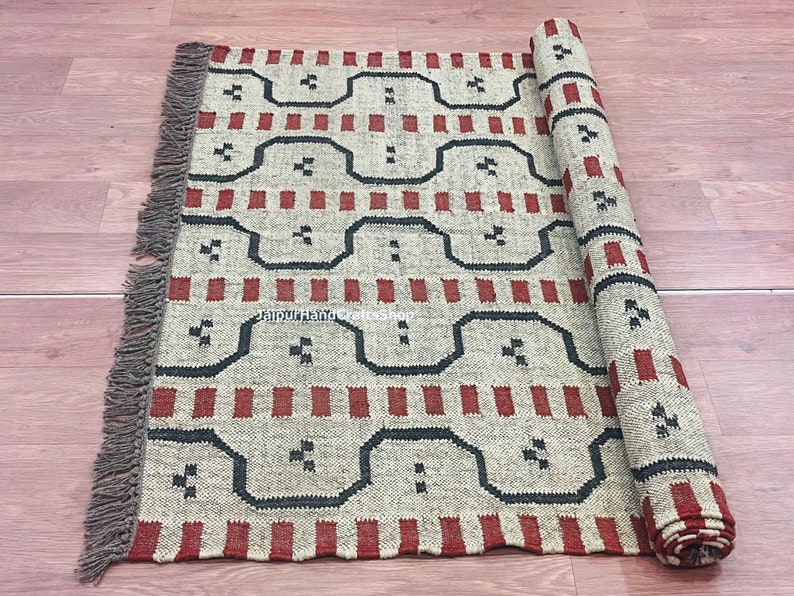 Red Black Modern Kilim for Bedroom Living Area Dining Area Outdoor