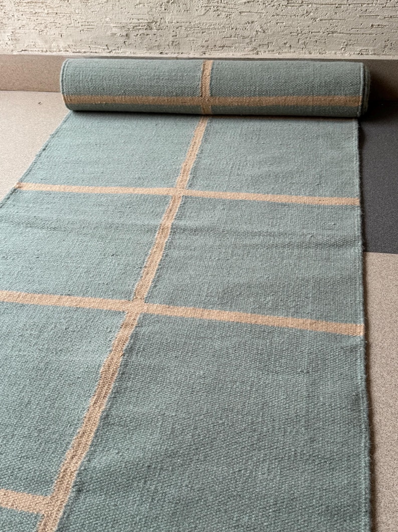 extra long wool runner, custom size wool runner, custom length wool rug, 3x10 wool runner, 3x12 wool runner, 3x15 runner rug, oversized wool runner rug, extra long stair runner, tan brown hallway rug, earthy tone wool runner, neutral stripe wool rug, rustic striped wool runner, boho striped wool runner, oriental wool kilim runner, Moroccan wool runner, Turkish wool runner rug, Navajo style wool runner, Scandinavian stripe rug, modern striped wool runner, eclectic wool runner rug,