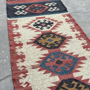 Kilim Runner Rug for Stairs – Handwoven Modern Runner Rug, Ideal for Entryway, Hallway, Kitchen, or Bedside. Luxury Decor, Christmas Sale