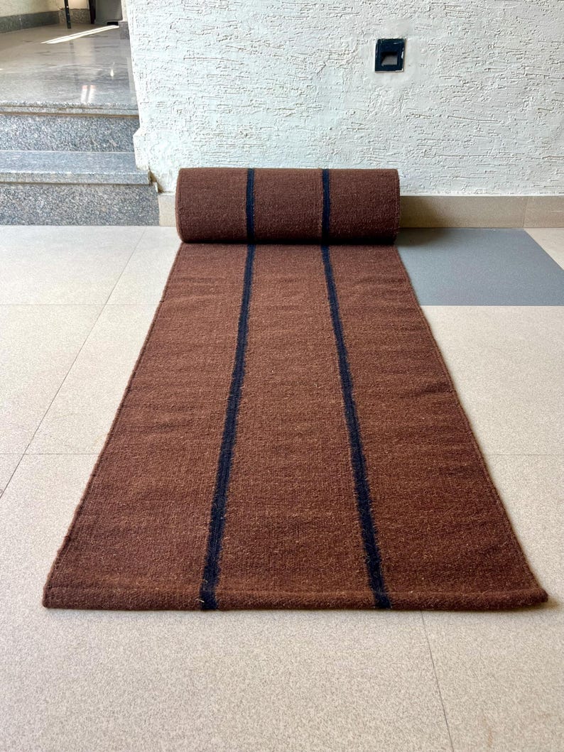 Eco-Friendly Wool Runner | Handwoven Kilim Runner | Neutral Tone Runner | Warm Earthy Runner | Southwestern Style Runner