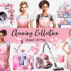 Watercolor Cleaning Clipart: Spring House Designs (PNG Digital Download)