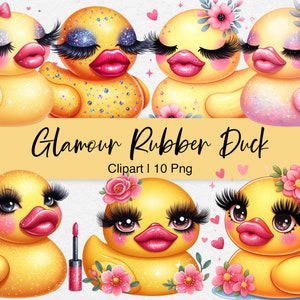 Glamour Rubber Duck Clipart PNG, Anatre glamour con ciglia e grandi labbra, ClipArt di bellezza, Design a sublimazione con stampa di magliette, Mestiere con la carta, Adesivo