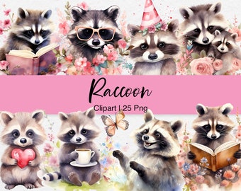 Raccoon Clipart: Woodland Baby Animal PNG for Nursery Art (Digital Download)