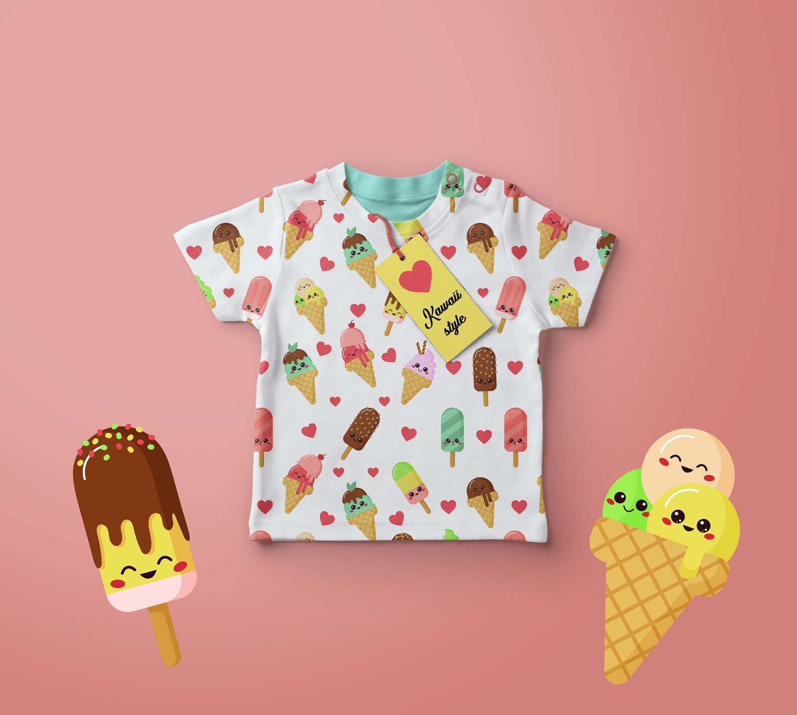 Vector Ice Cream Shop and Kawaii Ice-creams With Faces - Etsy