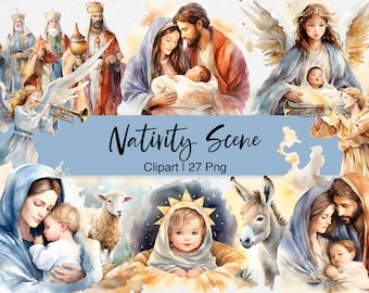 Clipart de Navidad de acuarela: Niño Jesús, PNG cristiano (descarga digital)