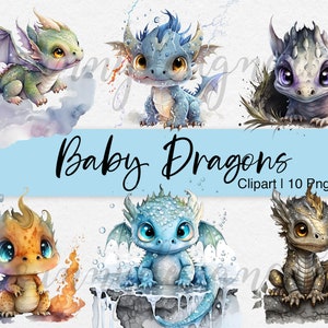 水彩画の赤ちゃんドラゴンのクリップアート、かわいい赤ちゃんドラゴンのPNG、水彩画のドラゴンのクリップアート、保育園の壁アート、カード作成、スクラップブック、商用利用