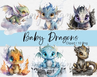 Aquarelle bébé Dragon Clipart, mignon bébé Dragon Png, clipart Dragon aquarelle, pépinière Wall Art, fabrication de cartes, Scrapbook, usage Commercial