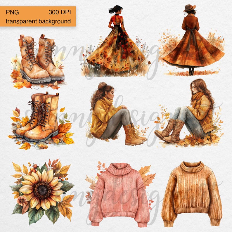 Cozy Fall Clipart Bundle: Watercolor Autumn Digital Stickers - Etsy