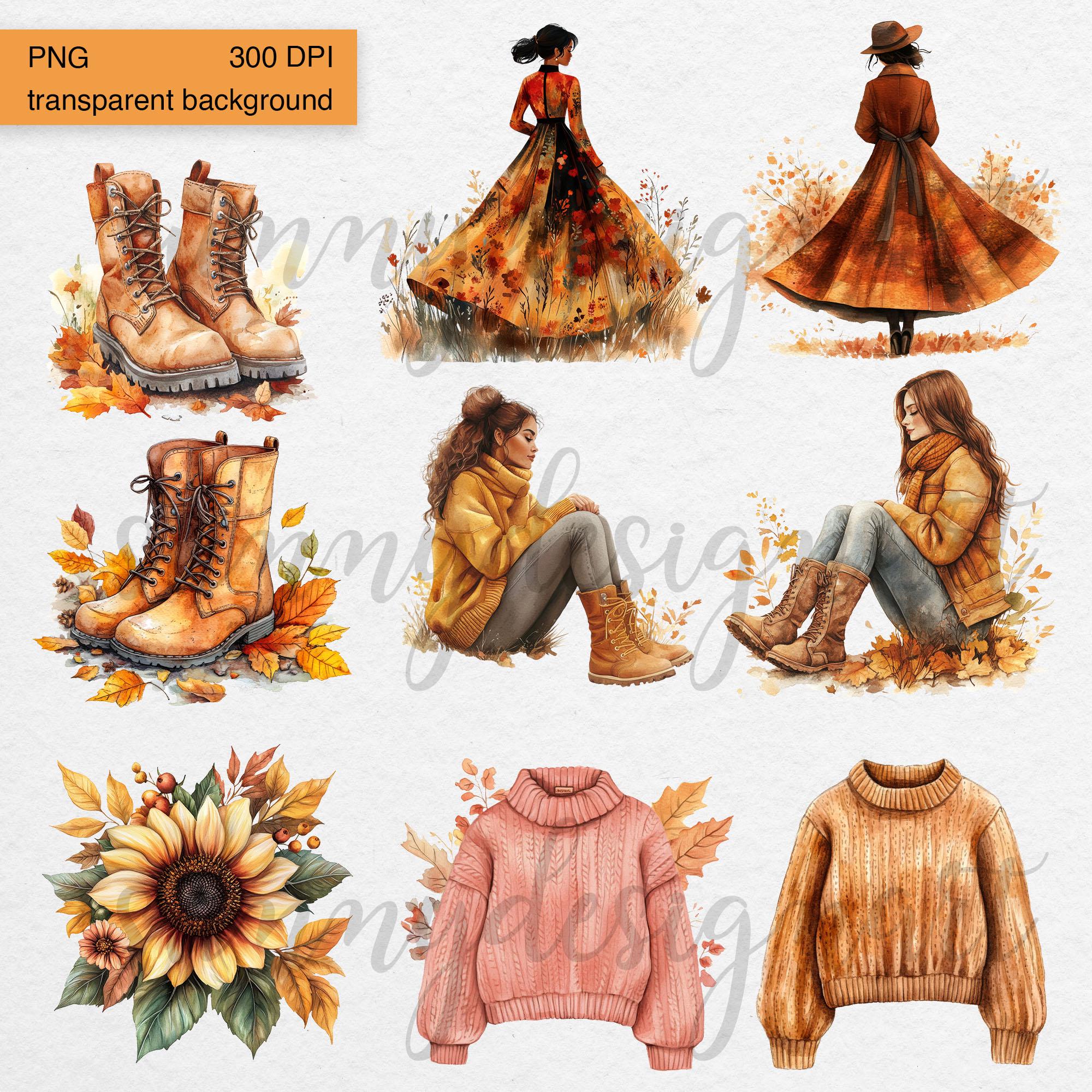 Cozy Fall Clipart Bundle: Watercolor Autumn Digital Stickers - Etsy
